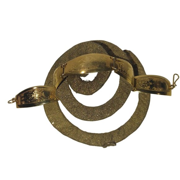 Vintage Peruvian Gold Toned Bracelet Storytelling Engravings Hook Closure - Picture 3 of 9